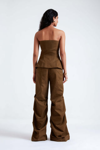 Gisele military olive strapless top and pants