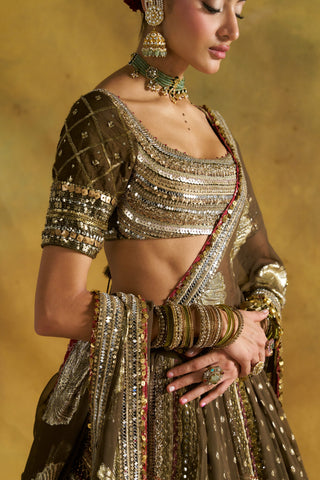 Zalima olive lehenga set