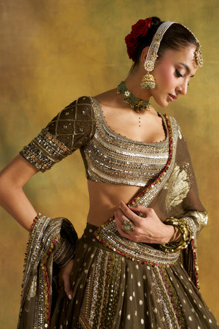Zalima olive lehenga set
