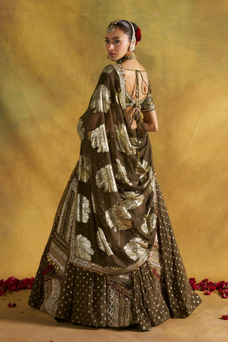 Zalima olive lehenga set