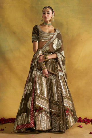 Zalima olive lehenga set