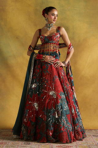 Redima red lehenga set