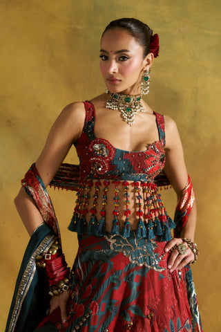 Redima red lehenga set