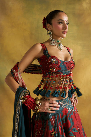 Redima red lehenga set