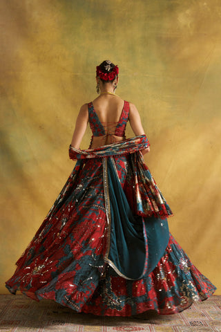 Redima red lehenga set