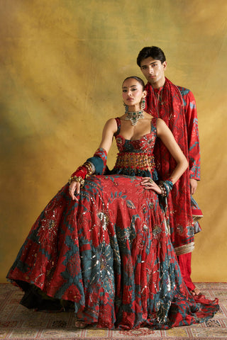 Redima red lehenga set