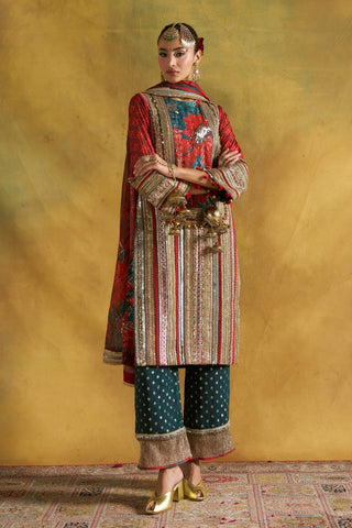 Preet red choga set