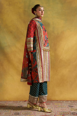 Preet red choga set