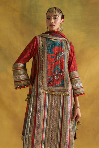Preet red choga set