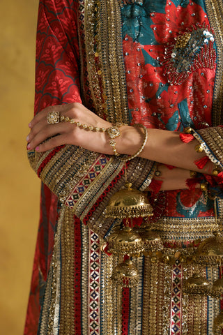 Preet red choga set