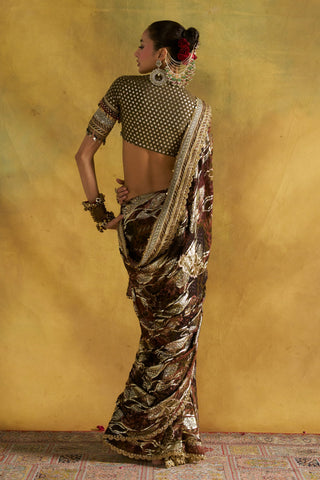 Param Sundari olive sari set