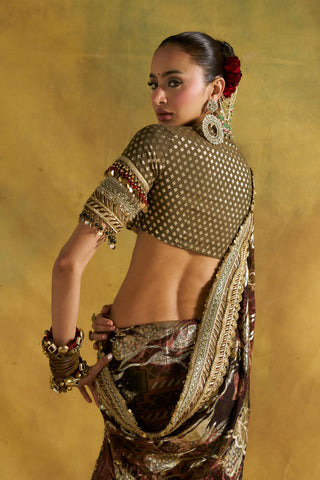 Param Sundari olive sari set