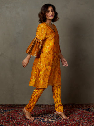 Ri.Ritu Kumar-Mustard Yellow Subhadra Kurta And Pant-INDIASPOPUP.COM