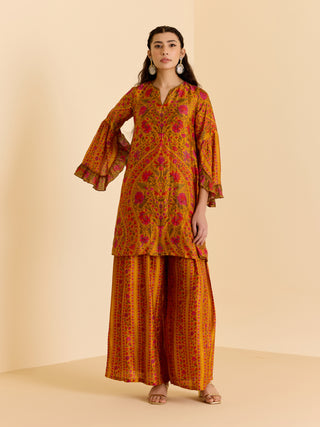 Yellow and multi sreshtha kurta and palazzo