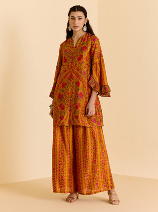 Yellow and multi sreshtha kurta and palazzo