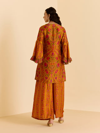 Yellow and multi sreshtha kurta and palazzo