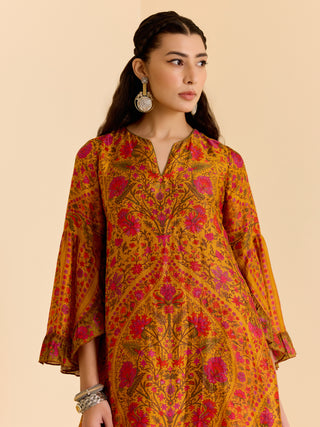 Yellow and multi sreshtha kurta and palazzo