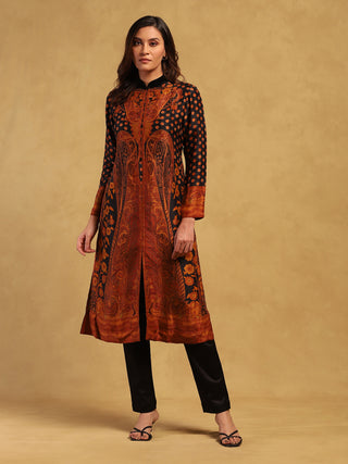 Black and rust mehroz kurta and pants