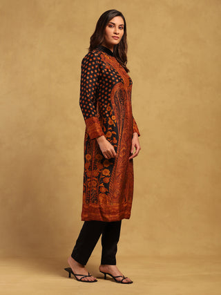 Black and rust mehroz kurta and pants