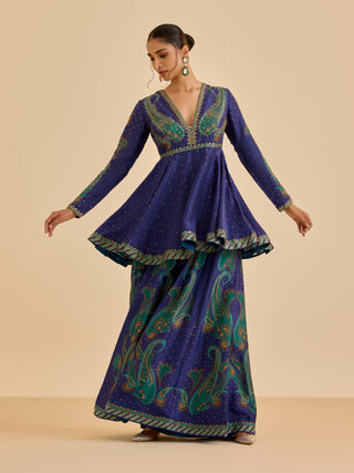 Blue dancing paisley kurta and palazzo