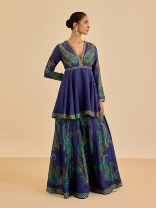 Blue dancing paisley kurta and palazzo