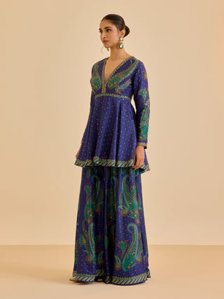 Blue dancing paisley kurta and palazzo