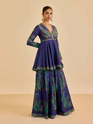 Blue dancing paisley kurta and palazzo