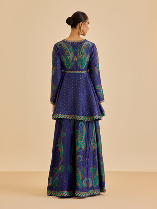 Blue dancing paisley kurta and palazzo