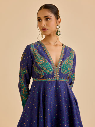 Blue dancing paisley kurta and palazzo