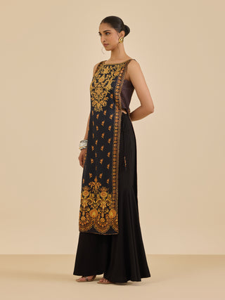 Black and rust nazia kurta and garara set