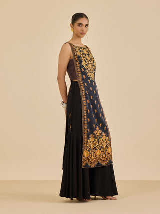 Black and rust nazia kurta and garara set