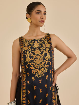 Black and rust nazia kurta and garara set