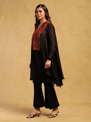 Black and rust classic kurta and pants
