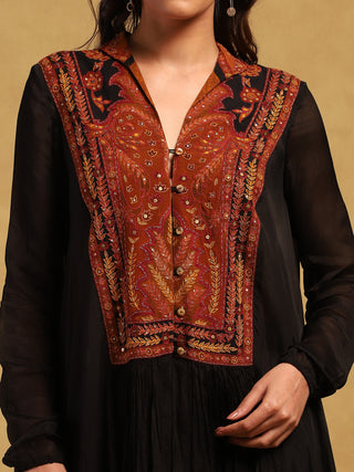 Black and rust classic kurta and pants