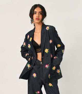 Eudicot double-breasted embroidered jacket