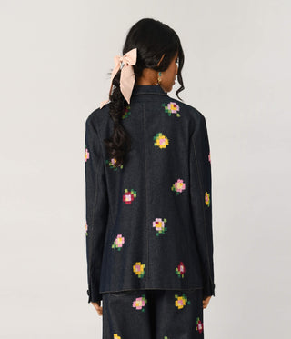 Eudicot double-breasted embroidered jacket