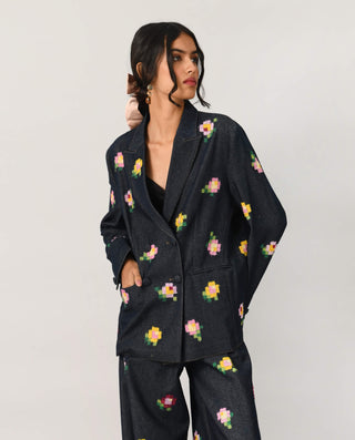 Eudicot double-breasted embroidered jacket