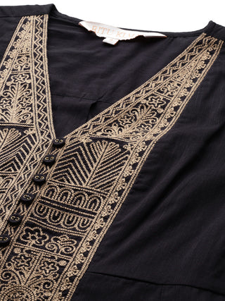 Black solid kurta and palazzo