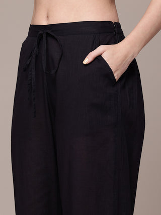 Black solid kurta and palazzo