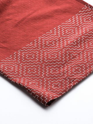 Red solid full sleeve kurti and palazzo