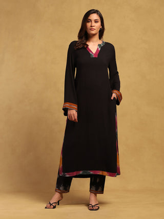 Black ikkat kurta and pants