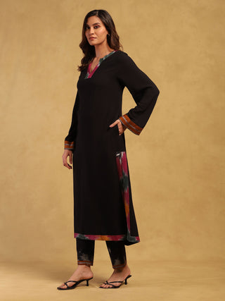 Black ikkat kurta and pants