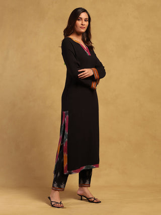 Black ikkat kurta and pants