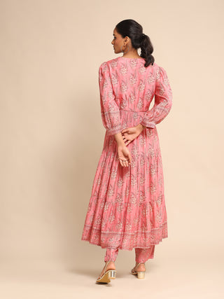 Ritu Kumar-Pink Printed Viscose Kurta And Palazzo-INDIASPOPUP.COM