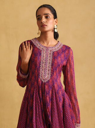 Ritu Kumar-Purple Embroidered Kurta And Sharara-INDIASPOPUP.COM