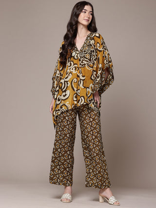 Mustard tribal print top and pants