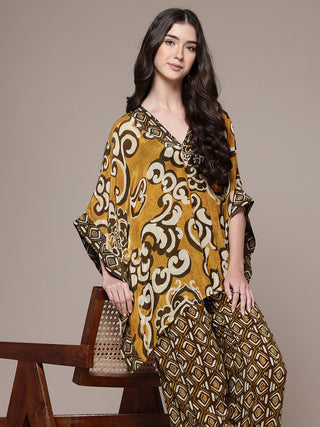 Mustard tribal print top and pants