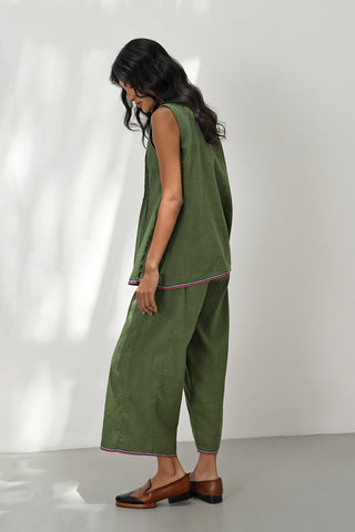 Olbia Olive Green Handloom Pants by Payal Pratap available on Indiaspopup.com