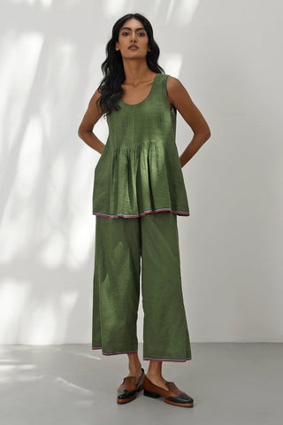 Olbia Olive Green Handloom Pants by Payal Pratap available on Indiaspopup.com