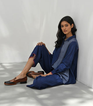 Florina Navy Handloom Pants by Payal Pratap available on Indiaspopup.com